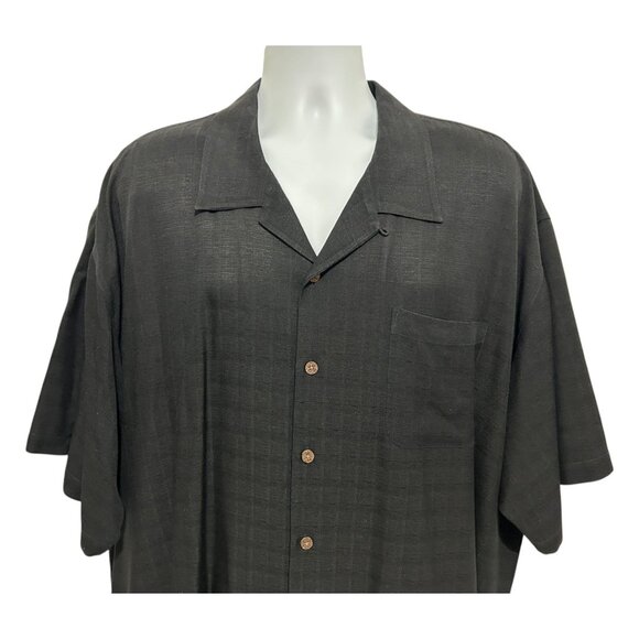 Tommy Bahama Embroidered Black Camp Shirt XXL 100% Rayon Short Sleeve Button-Up - Picture 3 of 13